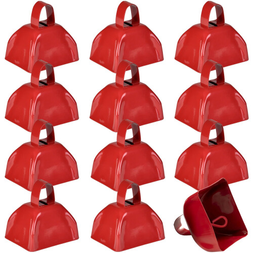 Campainhas de Metal - Pacote de 12, 3 Polegadas, Campainhas Vermelhas para Eventos Esportivos