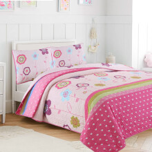 Mysig linje Hemmode Rosa Litet Hjrta Blommor Mikrofiber Vndbar Flickverkast verkast Tckeset verkast Tcke (Flower Garden Twin - 2 delar)