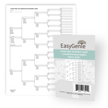 LARGE PRINT Blank stamtavle (6 generationer/64 navne) for Ancestry enkelt ark | Sl?gtsformularer af arkivkvalitet