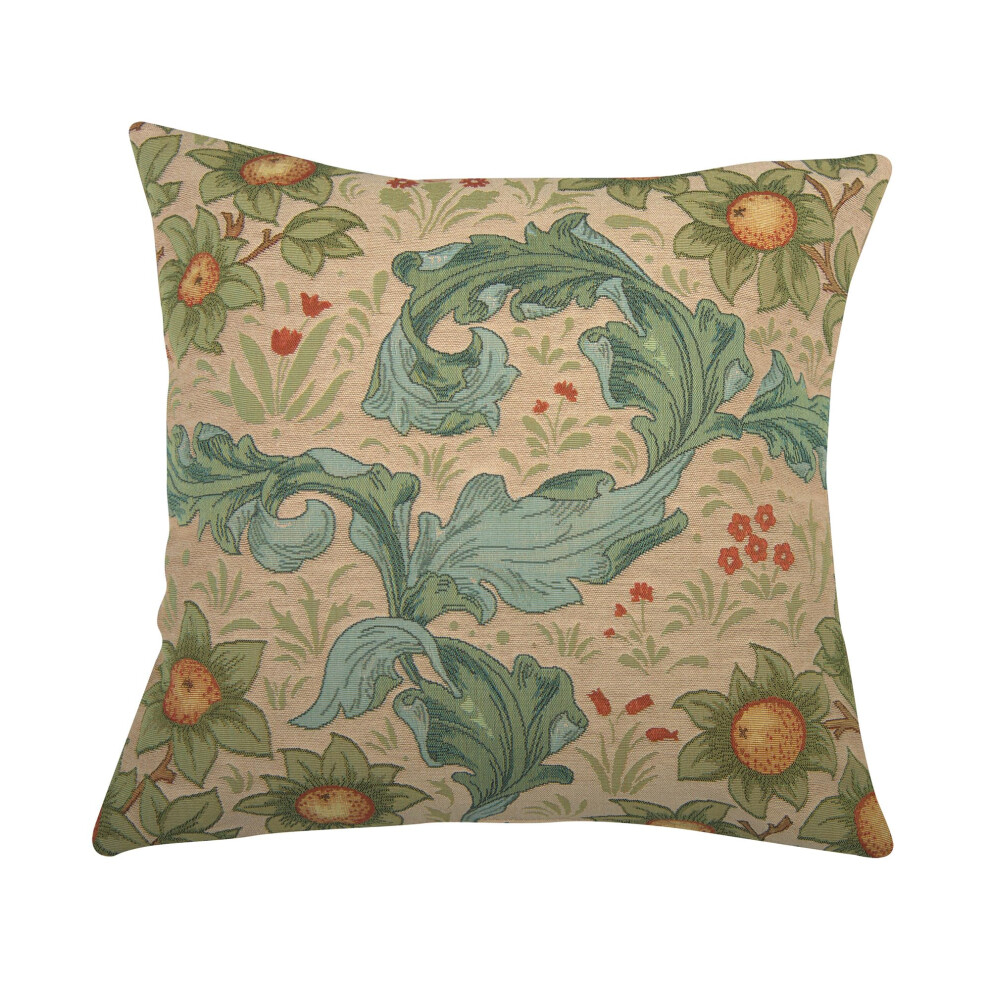 Charlotte Home Furnishings Inc. Arabesques W/Orange Tree Light Square Throw Pillow Cover - 19 X 19 Decorative Boho Cushion Cotton Room Decor Jacquard