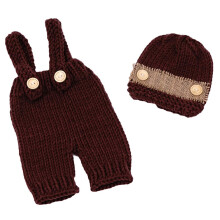 Recin nacido Baby Sesps Props Girl Boy Crochet Crochet Gatume Dispersin Sombrero Sombrero Pantalones de fotografa Postos de fotografa (Brown)
