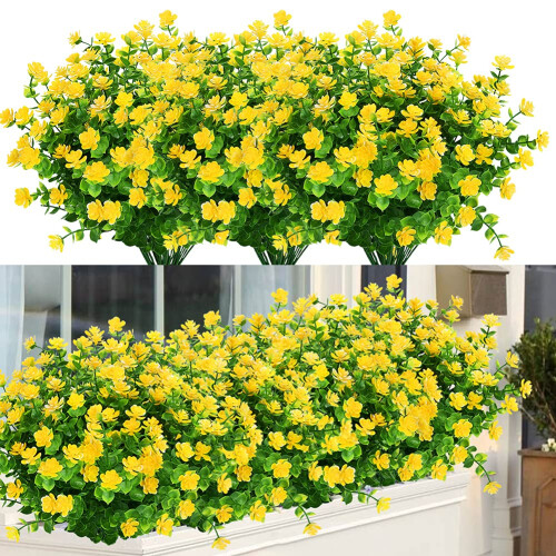 Weldomcor 8 bundels kunstbloemen, kunstbloemen, net echt voor buiten en binnen, uv-bestendig, kunstplanten voor buiten, balkon, balkonbak, hangende tuin, raam, binnen en buiten, rood