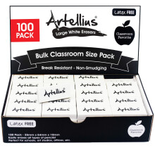 100er-Pack wei   e Radiergummis     gro   e Gr      e, Latex und wischfest f   r Kunstunterricht, Zeichenlehrer, Heimunterricht und mehr!