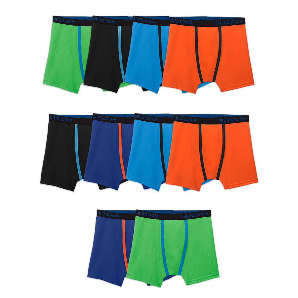 Fruit of the Loom Boys' and Toddler Boxer Briefs  Tag Free Underwear  Assorted Color Multipacks  10 Pack-Breathable Micro Mesh  Large