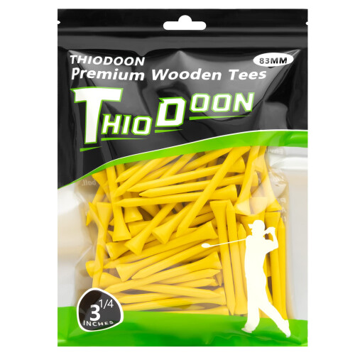 THIODOON Tees de Golfe 3 1/4 Polegadas Menos Fricção Madeira Treino para Golfistas 100 Contagem