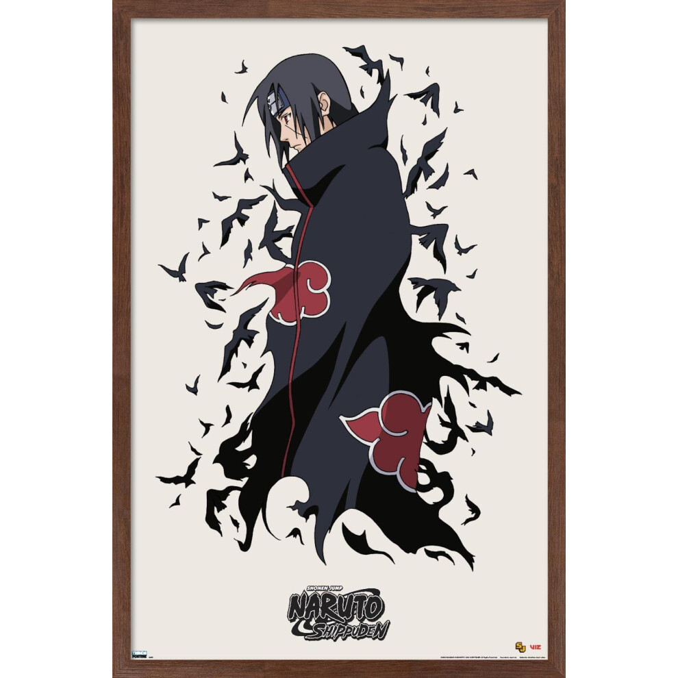 Trends International Naruto Shippuden - Itachi Poster mural 37 x 57 cm, version encadr   e en acajou