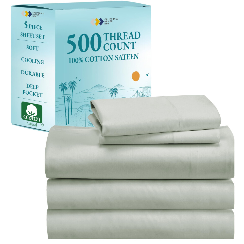 Parure de lit king size de luxe, 100 % coton, 500 fils au pouce carr   , coupe ajust   e, draps-housses pour lit double et XL, literie et taies d'ore