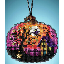 Bewitching Pumpkin Beaded Counted Cross Stitch Halloween Ornament Kit Mill Hill 2020 Painted Pumpkins MH162024