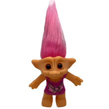 PVC Vintage Trolls Puppen Glücksfiguren Chromatisch für Sammlungen, Schulprojekte, Basteln, Partygeschenke (Pink Schmetterling)