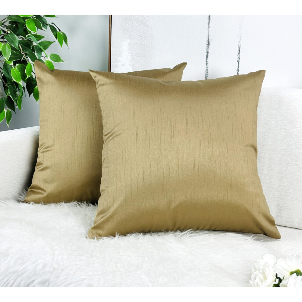 Housse De Coussin Carr E En Imitation Soie Aiking Home 50 X 50 Cm Avec Fermeture Clair En Laiton (Lot De 2)-image