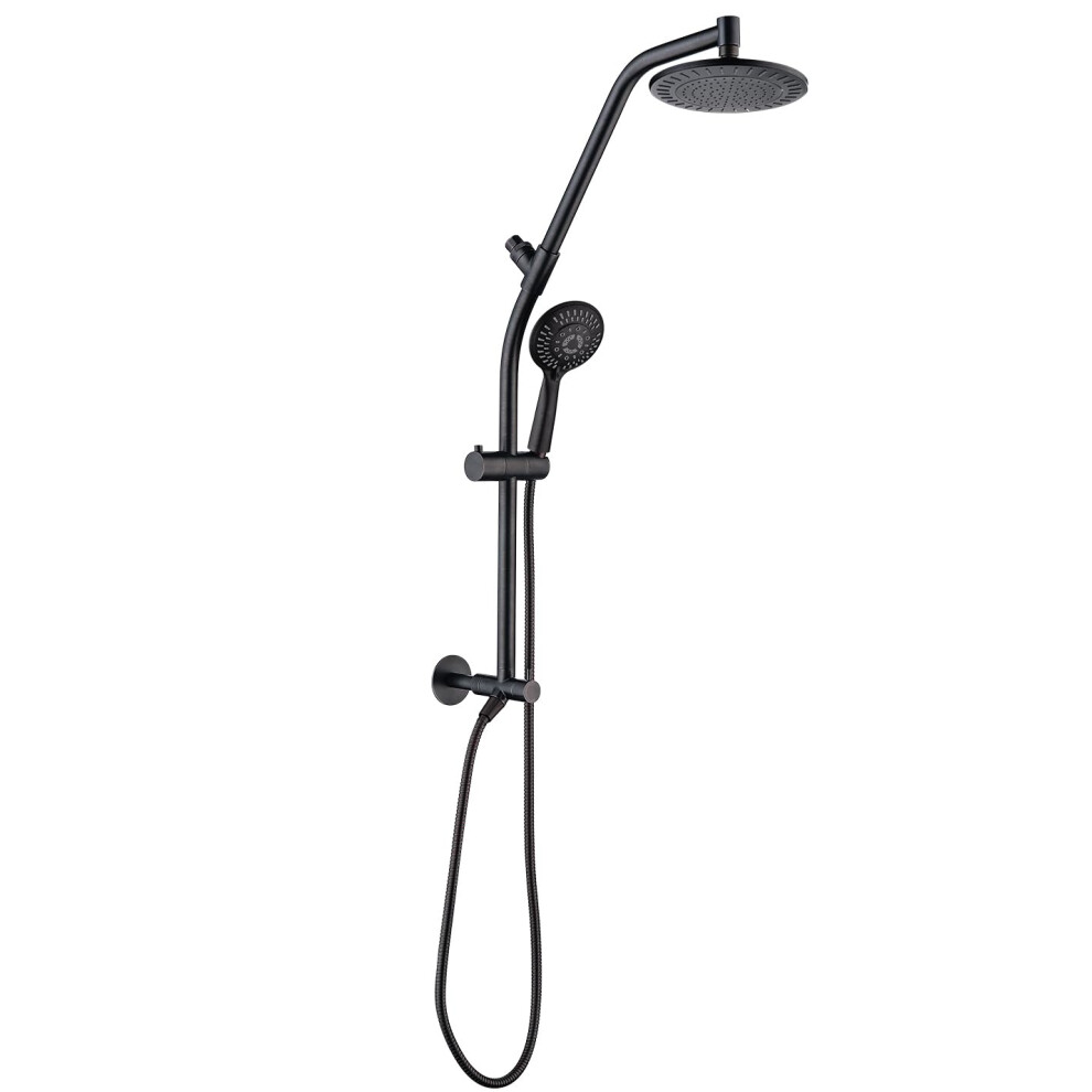 BRIGHT SHOWERS Rain Shower Head Combo with High Pressure Handheld Shower Head and Solid Brass Rail and Diverter Brass Shower Column and Height Adjusta