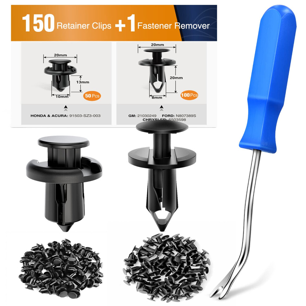 Gooacc 150 Pcs Push-Type Bumper Fasteners Rivet Clips-2 Sizes Universal Auto Clips & Fastener For Bumper Fender Clips Replacement-Fastener Removal Too 812227030773