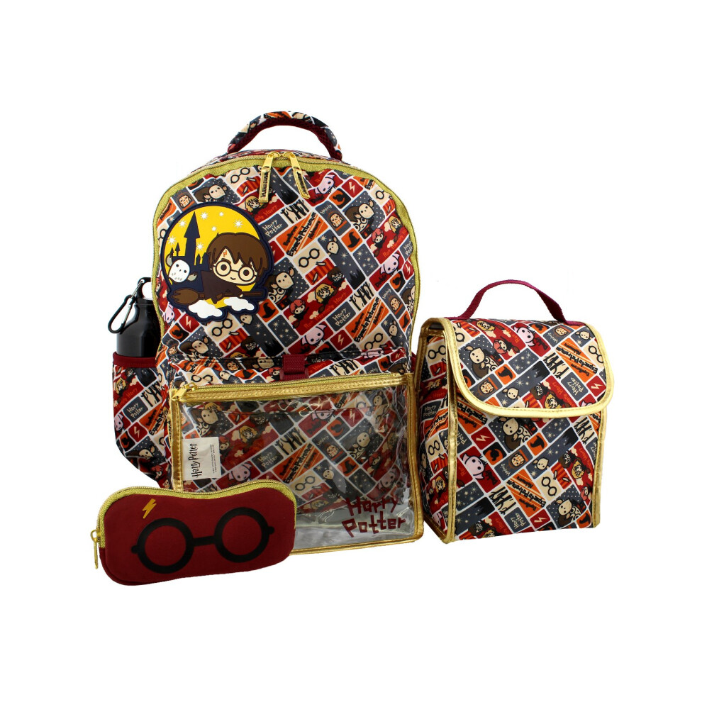 Harry Potter Girls Boys Teen 5 piece Backpack and Snack Bag School Set