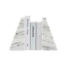 Trojuholn kov zar ky na knihy Fox Run z 100% pr rodn ho le ten ho bieleho mramoru, rozmery 10 x 7,6 x 15 cm