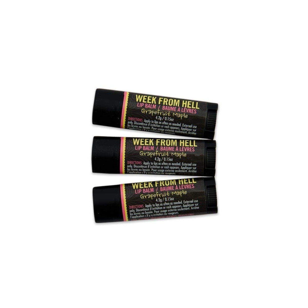 Walton Wood Farm Lip Balm Trio (Week From Hell) Grapefruit Maple Flavor 100% All-Natural Vegetarian Friendly And Paraben-Free