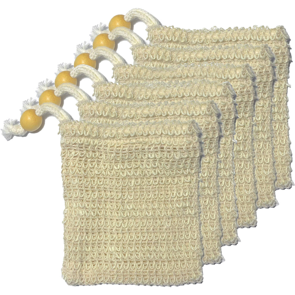 Lot de 6 sachets de savon exfoliants naturels en sisal pour douche et bain