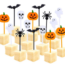Tatuo 100 stuks Plastic Halloween Prikkers Halloween Cupcake Topper Picks Spook Pompoen Vleermuis Prikkers voor Kinderen Verjaardagsfeestje Thema Fee