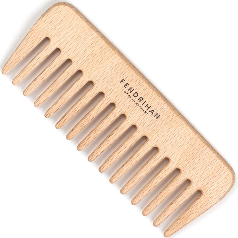 Peigne de coiffure Fendrihan en bois de h   tre     dents larges 5,3"" (fabriqu    en Allemagne)