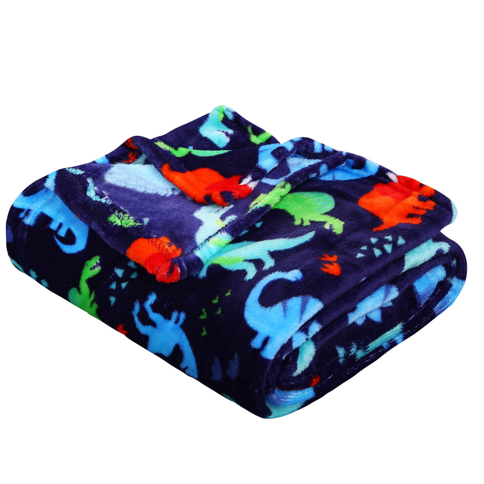 Couverture polaire fantaisie en velours motif tropical d'   t    (127 x 152 cm) - Dinosaures