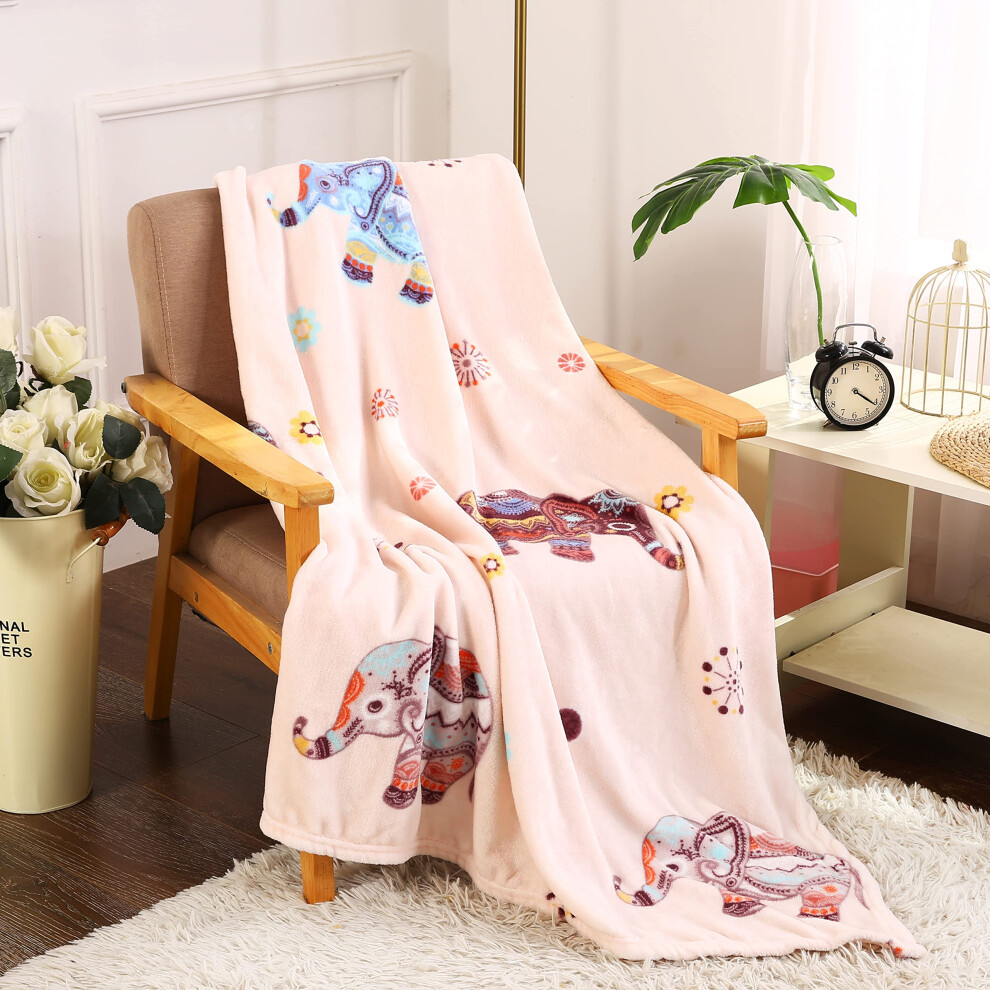 Couverture polaire fantaisie en velours tropical d'   t    (127 x 152 cm) -    l   phant n   on