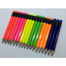 Halbe Bleistifte mit Radiergummi Golf Classroom Pew Short Mini Small. Church ungiftig sechseckig gespitzte 2 Bleistiftfarben (verschiedene Neon