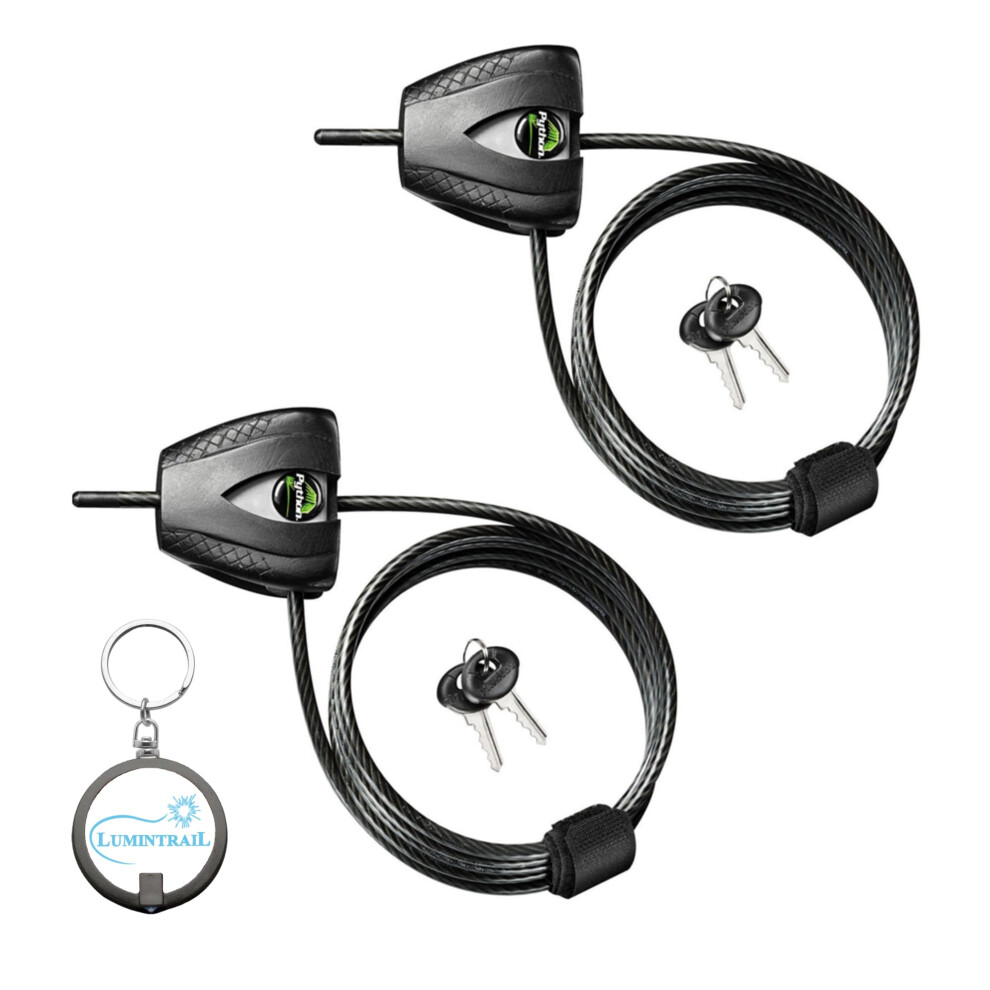 Master Lock 8417D Cable Lock  Python Adjustable Keyed Cable Lock  6 ft. Long  2 Pack Bundle with Lumintrail Keychain Light