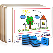 10 pak dobbeltsidede whiteboards 9 x12 historie foret t?rt sletningsplader til b?rneskrivningskort 3-5 ?velse tegning lille hvid br?t l?rer eleme