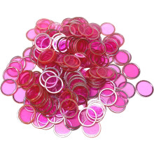 Mr Chips Magnetic Bingo Chips med metallkant 3/4 tum - 100 uppgraderade bitar Transparent bingo chips - Finns i 7 frger i en teranvndbar vska