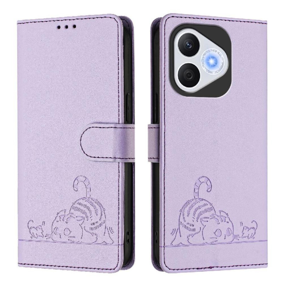 (Purple) Case For Honor 400 Lite Wallet Flip Cover Cat Rfid Card Slot Holder Kickstand Purple 764490329484