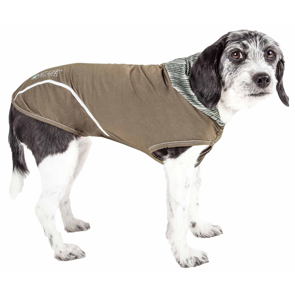 Photos - Dog Clothing Pet Life Active Pull-Rover Premium 4-Way Stretch Two-Toned Performance Sleeveless Dog T-Shirt Tank Top Hoodie HDHL1GNMD