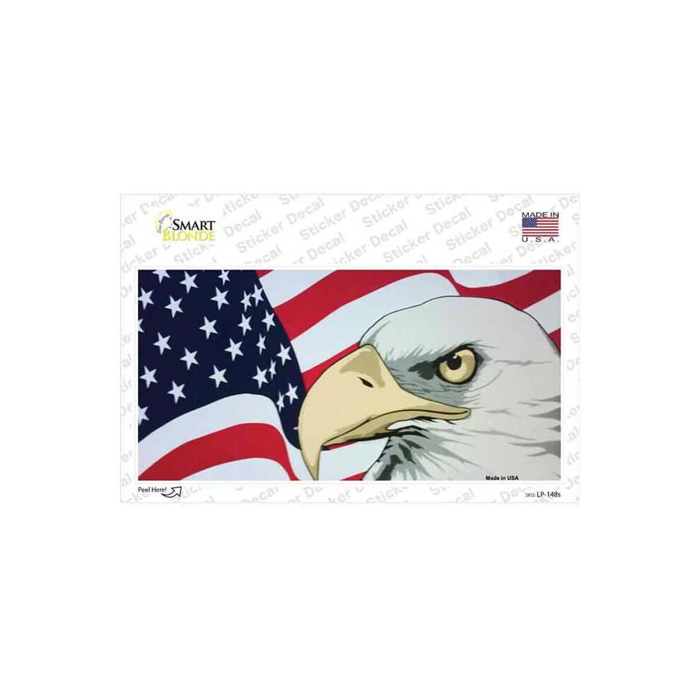 Smart Blonde Lp-148S-M American Flag With Eagle Novelty Sticker Decal - Medium 792636319938