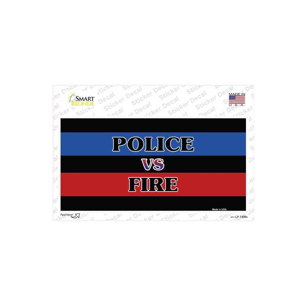 Smart Blonde Lp-1498S-M Police Vs. Fire Novelty Sticker Decal - Medium 792636319976