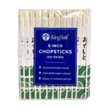 KingSeal 8 Inch Natural Poplar Wood Chopsticks Paper Sleeve Bulk Pack - 200 Count (2 Packs of 100 pairs)