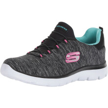 Skechers Damernas Summits-Quick Getaway Sneakers, Svart/Ljusblå, 9.5 Bred