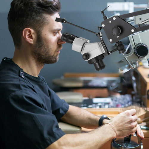 VEVOR VEVOR Micro Inlaid Mirror Multi-Directional Microscope with Spring Bracket 7X-45X Multi-Directional Micro-Setting Microscope Microscope Gem Diamond Se 1