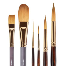 KINGART 1010B Premium 6 Pc. Finesse Series Watercolor Artist Brush Set Synthetic Kolinsky Sable Blend Curated Brush Shapes and Sizes Short Handle