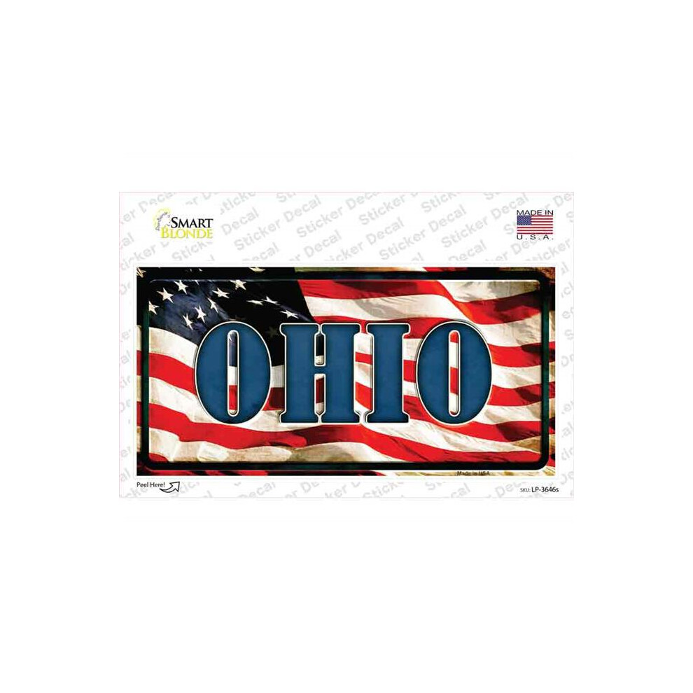 Smart Blonde Lp-3646S-M Ohio On American Flag Novelty Sticker Decal - Medium 792636320859