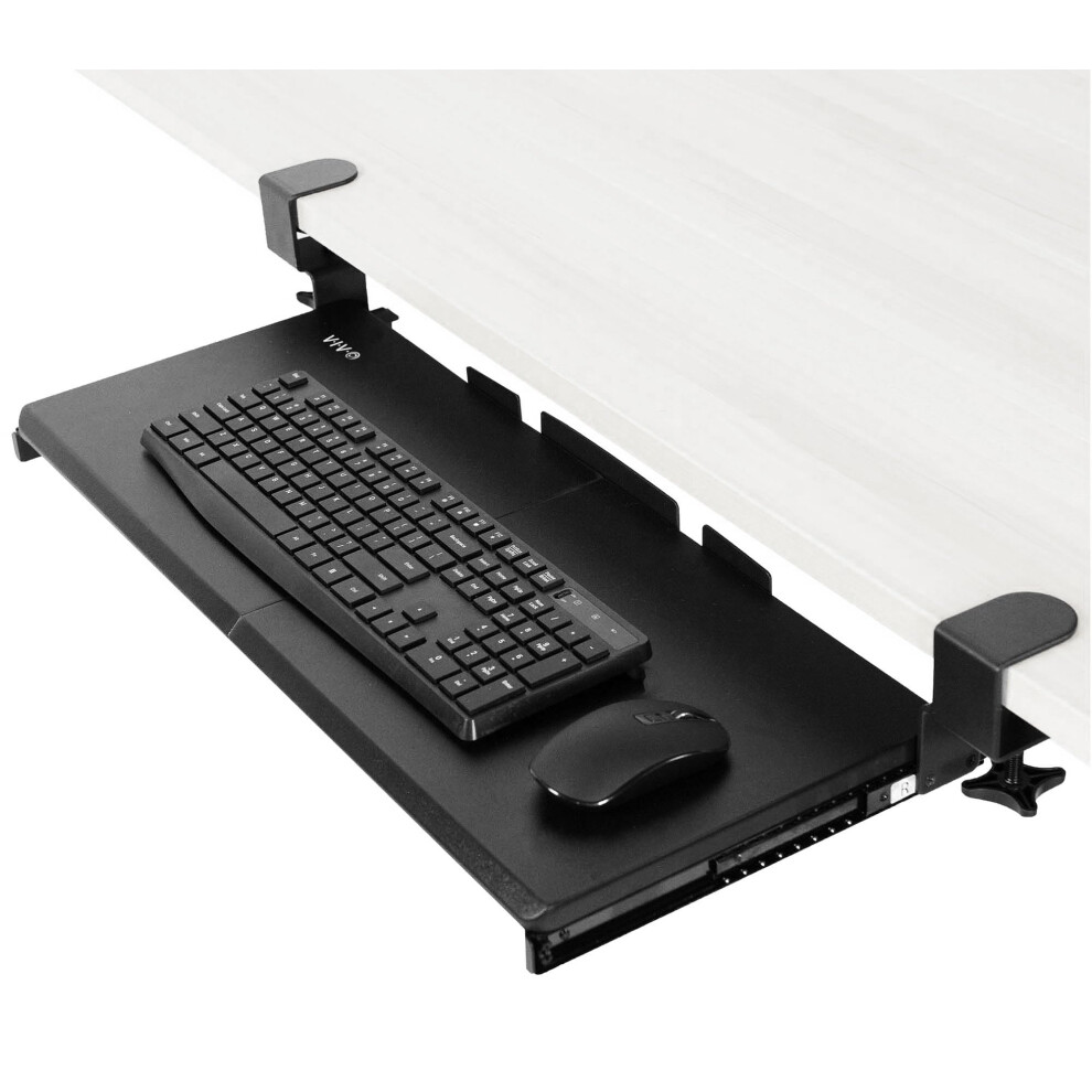 VIVO Large Keyboard Tray Under Desk Pull Out with Extra Sturdy C Clamp Mount System  27 (33 Including Clamps) x 11 Inch Slide-Out Platform Computer Dr