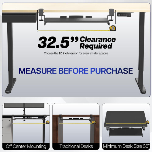 Vivo VIVO Bandeja Grande para Teclado de Mesa, Suporte com C-Clamps, 27 (33 cm com Clamps) x 11 Polegadas 2