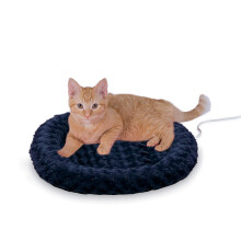 K&H Pet Products Thermo-Kitty Fashion Splash Indoor Heated Cat Bed Heated Bed for Dogs or Cats with Removable Waterproof Heater Blue Small 18 Inches