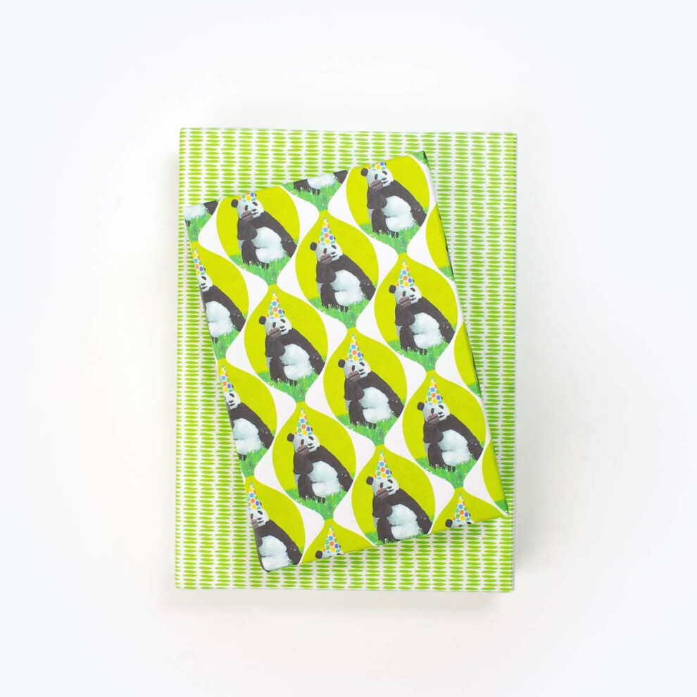 Panda Loves Birthday Cake - Reversible Birthday Wrapping Paper - Eco Gift Wrap by Allport Editions x Wrappily