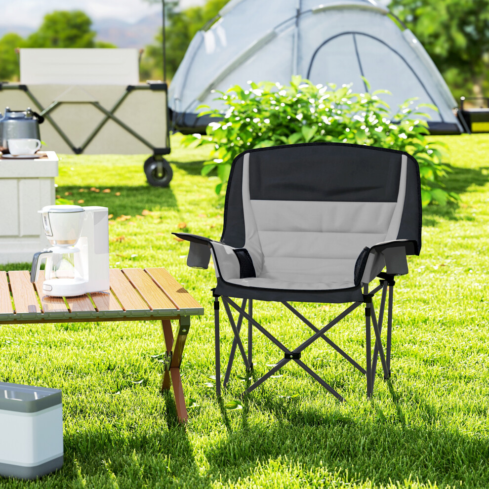 Outsunny Camping Chair for Adults, Padded Folding Chair, Grey
