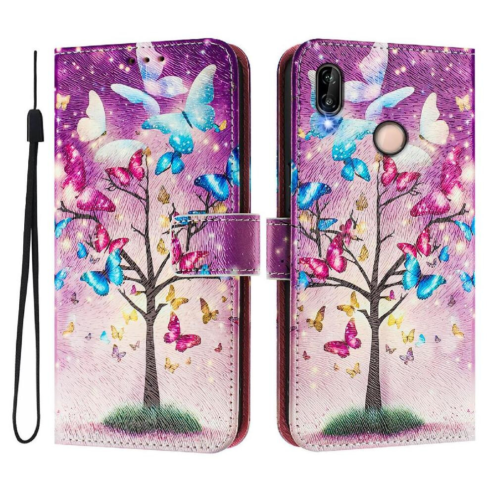 (C2) Compatible With Huawei P20 Lite Case With Credit Slot Pu Leather Pattern Flip Cover Wallet 764490331371