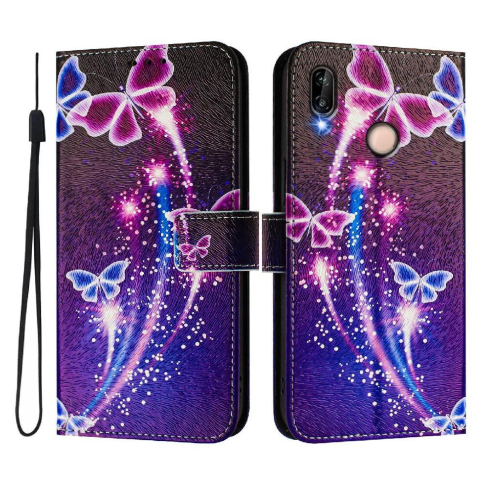 (C1 ) Compatible With Huawei P20 Lite Case With Credit Slot Pu Leather Pattern Flip Cover Wallet 764490331364
