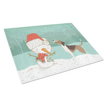 Caroline's Treasures CK2052LCB Beagle Schneemann Weihnachts-Schneidebrett aus Glas, groes dekoratives Schneide- und Servierbrett aus gehrtetem Glas