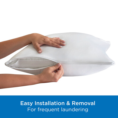 Set of 4 King AllerEase Pillow Protectors - Moisture Wicking  Advanced Allergy Protection - Premium Polyester  Zippered Protectors 2