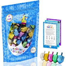 The Dreidel Company Chanukka Metallic Mehrfarbige Draydels mit Kreiseln in englischer bersetzung, inklusive Spielanleitungskarte (30er-Pack)