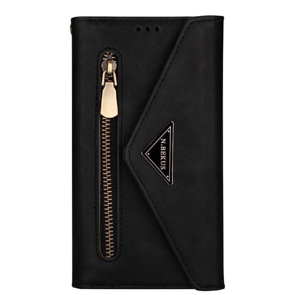 (Black) Zipper Pocket Case For Huawei Mate 20 Lite Wrist Strap Kickstand Protective Cover Magnetic Closure Shockproof Black 764490331814