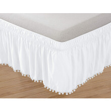 Elegant confort Top-not-not tass Pompom Fringe Fringe Ruffle Jupe autour de style lit elastique enveloppant - Rendu les rides 16 pouces Drop Drop