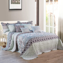 Home Soft Things Conjunto de Colcha Estampada de 9 Peças Reversível, Leve para Rei Oversize 122